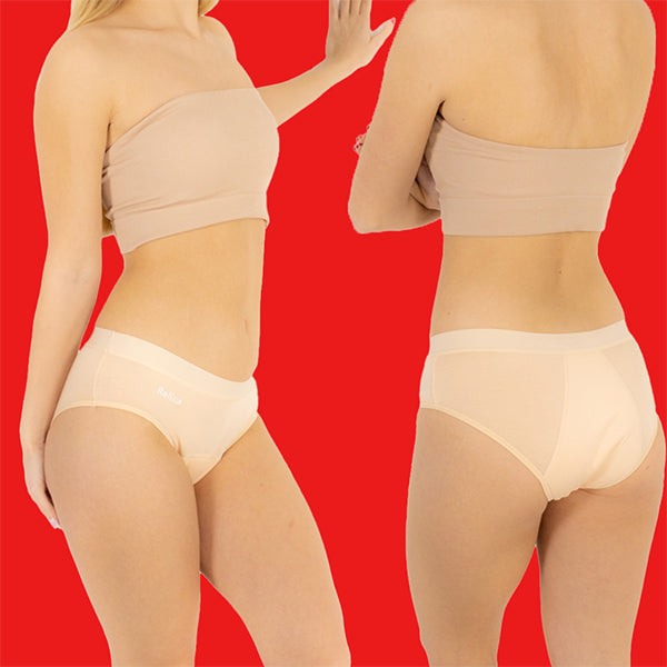 Relixa HIPSTERS menštruačné nohavičky – silná absorpcia, nízky pás – béžové – foto 2