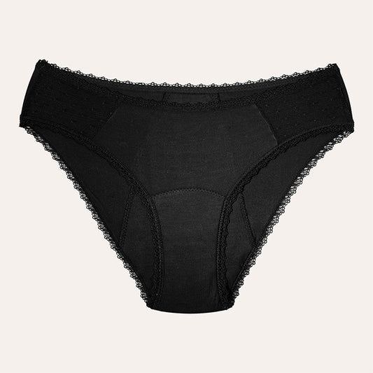 Relixa SLIPS menštruačné nohavičky s čipkou – stredná absorpcia – čierne, veľkosť 3XL