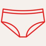 a red line drawing of a underwear